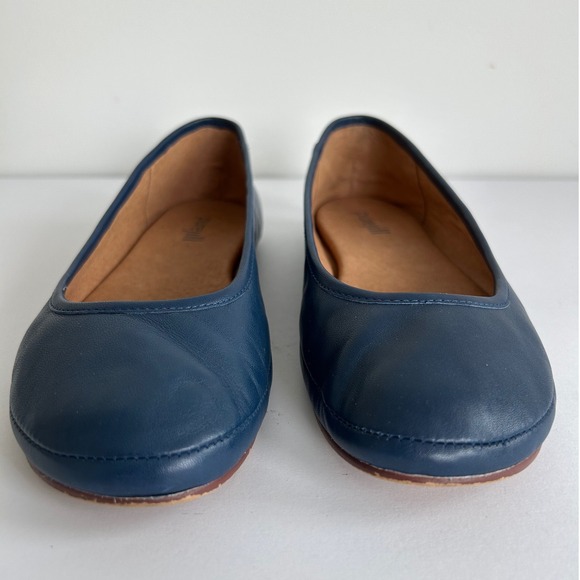 Pure Jill Shoes - Pure Jill Navy Blue‎ Leather Ballet Flats Round Toe Slip On Shoes Womens Size 6